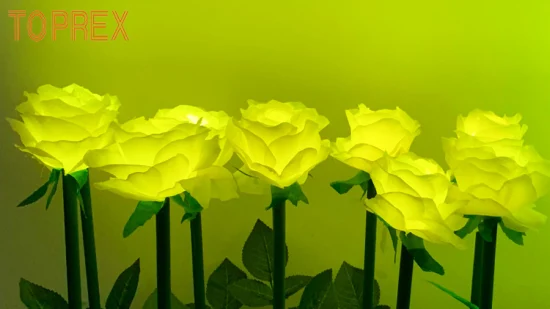 Lumières de jardin pour faveurs de mariage, décoration d'extérieur étanche, tige de fleur de Rose artificielle LED